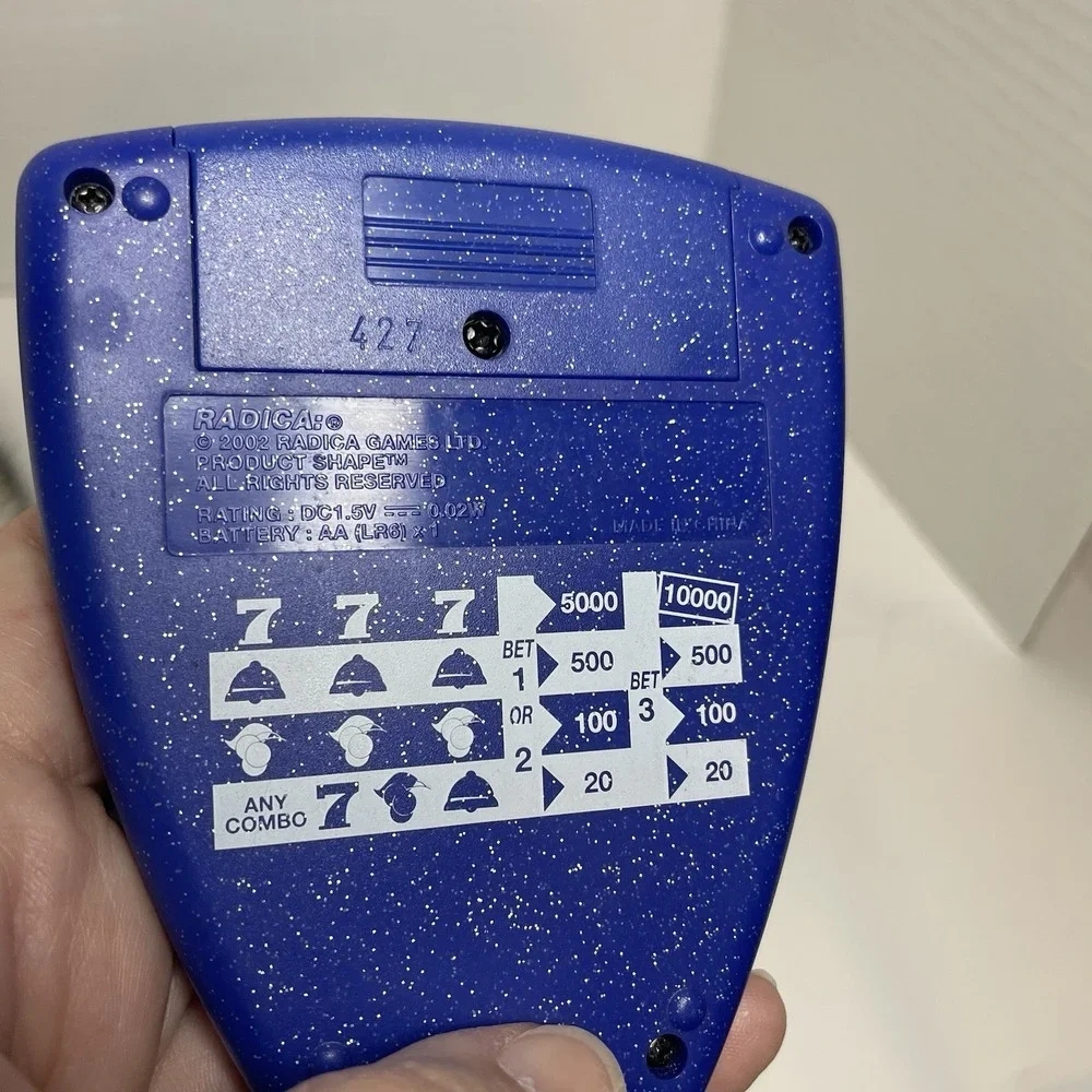 Radica Electronic Handheld Pocket Slot Game 2002 Blue Travel Hand Held Tested